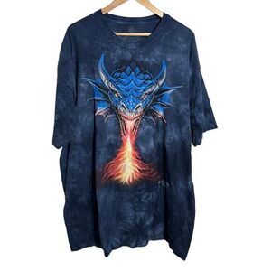 The Mountain T Shirt Mens 3XL Blue Age Of Dragons Fantasy Tie Dye